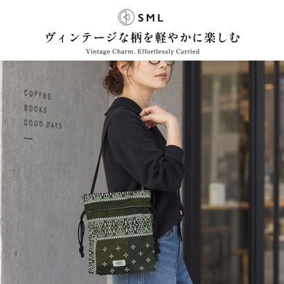 ショルダーバッグ レディース メンズ おしゃれ 軽量 redad and fluffy×SML 日本製 RAPHINHA BANDANNA DRAWSTRINGS SHOULDER 463S3 （BLACK）｜詳細画像
