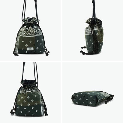 ショルダーバッグ レディース メンズ おしゃれ 軽量 redad and fluffy×SML 日本製 RAPHINHA BANDANNA DRAWSTRINGS SHOULDER 463S3 （BLACK）｜詳細画像