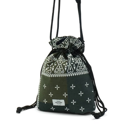ショルダーバッグ レディース メンズ おしゃれ 軽量 redad and fluffy×SML 日本製 RAPHINHA BANDANNA DRAWSTRINGS SHOULDER 463S3 （BLACK）｜詳細画像