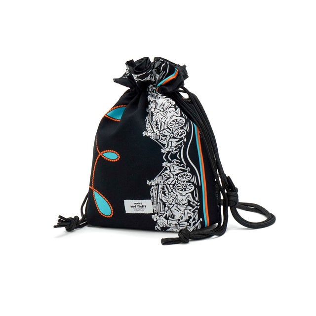 ショルダーバッグ レディース メンズ おしゃれ 軽量 redad and fluffy×日本製 RAPHINHA BANDANNA DRAWSTRINGS SHOULDER 463S3 （BLACK）