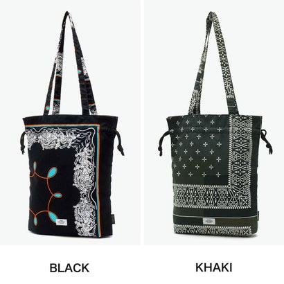 トートバッグ レディース メンズ おしゃれ ブランド redad and fluffy×SML 巾着バッグ RAPHINHA BANDANNA THICKNESS TOTE BAG 463S4 （KHAKI）｜詳細画像