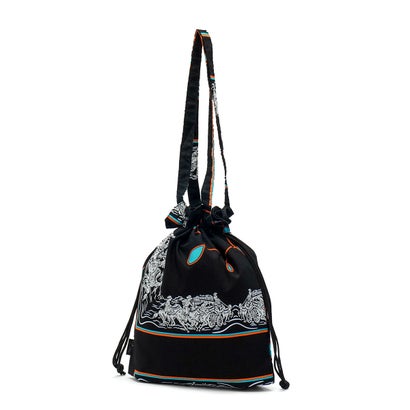 トートバッグ レディース メンズ おしゃれ ブランド redad and fluffy×SML 巾着バッグ RAPHINHA BANDANNA THICKNESS TOTE BAG 463S4 （BLACK）｜詳細画像