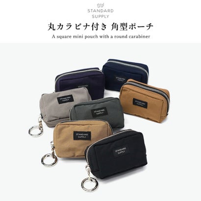 正規取扱店 ポーチ 小物入れ 小さめ おしゃれ レディース メンズ ブランド ミニ 可愛い カラビナ付き 四角 大人 ミニポーチ 日本製 SIMPLICITY SQUARE CHARM POUCH （ダークブラウン）｜詳細画像