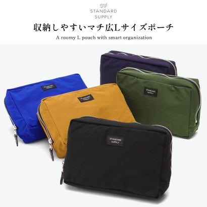 正規取扱店 ポーチ レディース メンズ 小物入れ かわいい 軽量 軽い 大きめ おしゃれ シンプル スクエア型 横型 カジュアル ブランド 日本製 SIMPLICITY SQUARE POUCH L （ダークブラウン）｜詳細画像