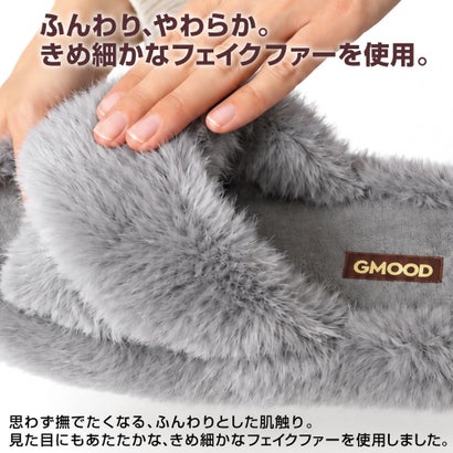 ジームード ムートン風 サンダル レディース 厚底 ボア ふわもこ オープントゥ スリッパ クロスベルトタイプ GM-413 パープル M(23.0-23.5cm) （パープル）｜詳細画像