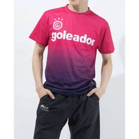 メンズ サッカー/フットサル 半袖シャツ グラデーション プラクティス Tシャツ G-440-1 （ピンク）