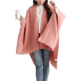 フリンジ大判ストールポンチョ （ピンク）