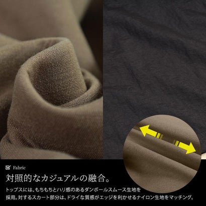 異素材ドッキングロングワンピース （カーキ）｜詳細画像