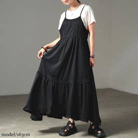 バックリボンティアードキャミワンピース （ブラック）