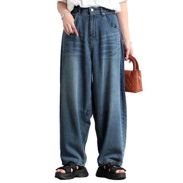カーブデニムパンツ （ブルー）