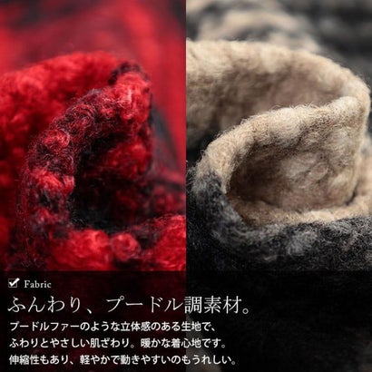 ゴールドジャパン GOLDJAPAN ビッグチェック柄ボア風ショートコート （レッド）｜詳細画像