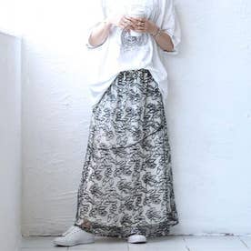花柄刺繍バイカラーマーメイドスカート （ホワイト）