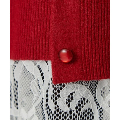 裾レースアンサンブル風ニットプルオーバー （オレンジ(067)）｜詳細画像