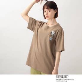 【Lee】スヌーピーポケットTシャツ (タバコブラウン)