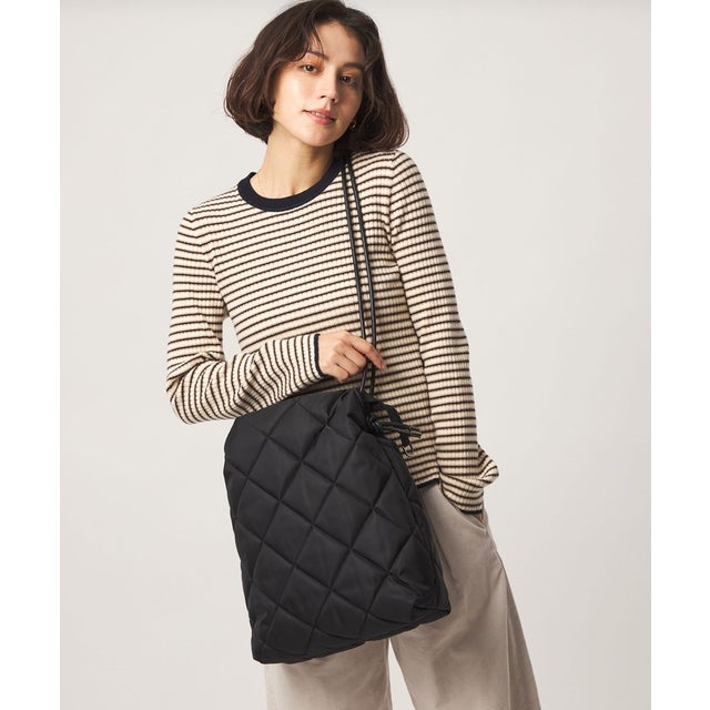 ＜PARTE＞キルティング トートバッグ / ショルダーバッグ はっ水 （BLACK）