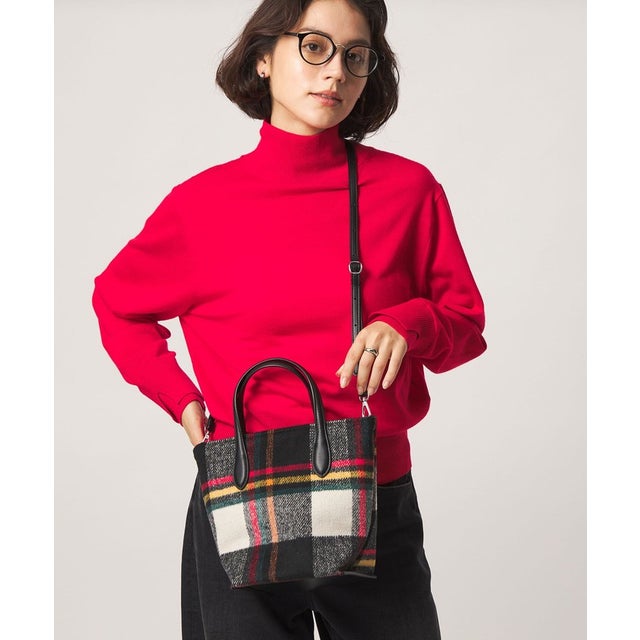 2WAY クロスチェックトートバッグ （RED）