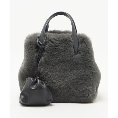 F/FUR TOTE WITH POUCH （DK.GRAY）｜詳細画像