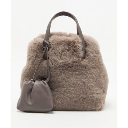 F/FUR TOTE WITH POUCH （DK.GRAY）｜詳細画像