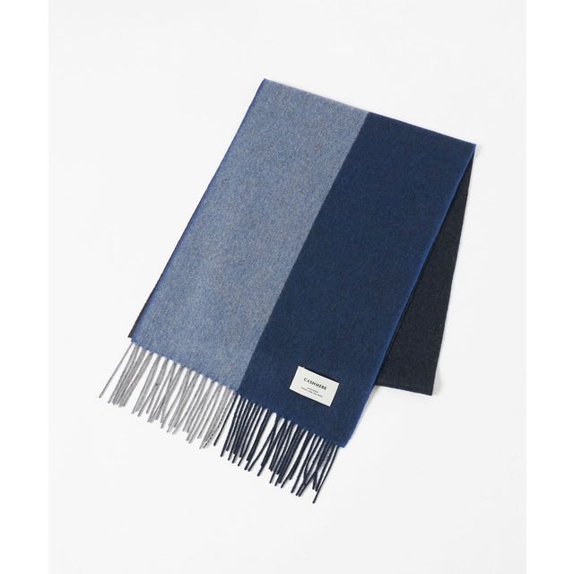 カシミヤ 100 パネル マフラー （NAVY）