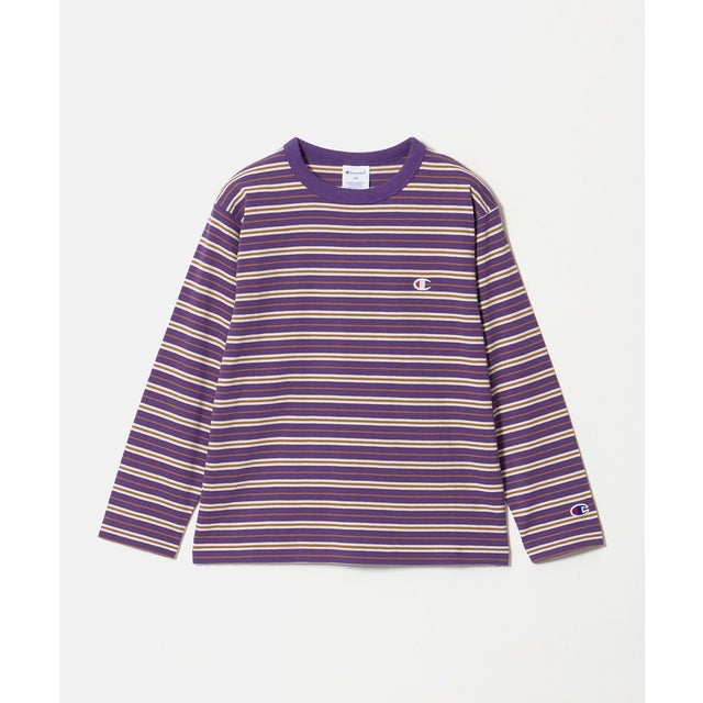 ＜Champion＞ボーダー ロングスリーブ Tシャツ / キッズ 140cm-160cm （PURPLE）