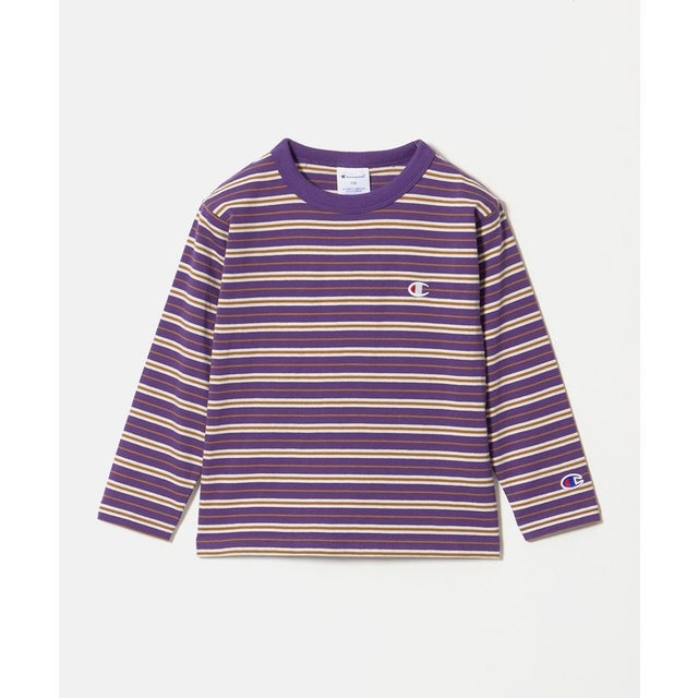 ＜Champion＞ボーダー ロングスリーブ Tシャツ / キッズ 110cm-130cm （PURPLE）