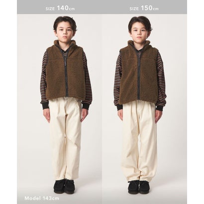 【スタメンシリーズ】ボア ジップ ベスト / キッズ 100cm-160cm （DK.BROWN）｜詳細画像