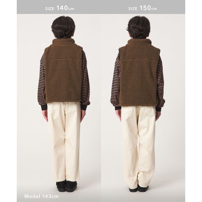 【スタメンシリーズ】ボア ジップ ベスト / キッズ 100cm-160cm （DK.BROWN）｜詳細画像