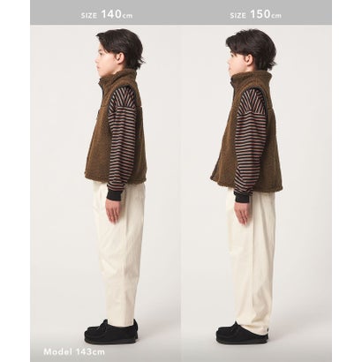 【スタメンシリーズ】ボア ジップ ベスト / キッズ 100cm-160cm （OFF WHITE）｜詳細画像