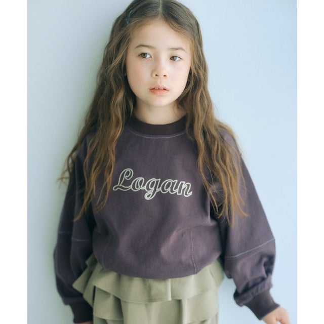 【別注】＜LOGAN knitting mills＞チェーンステッチ プルオーバー / キッズ 120cm-160cm （MD.BROWN）