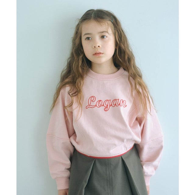 【別注】＜LOGAN knitting mills＞チェーンステッチ プルオーバー / キッズ 120cm-160cm （LT.PINK）