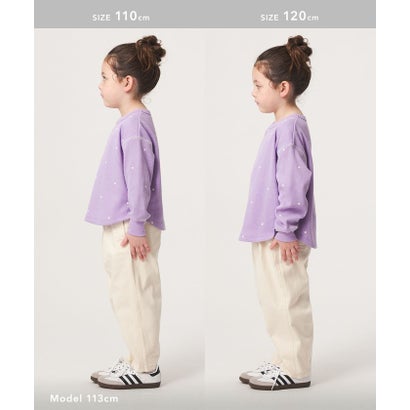 ハート ワッフル ロングスリーブ Tシャツ / キッズ 100cm-160cm （LILAC）｜詳細画像