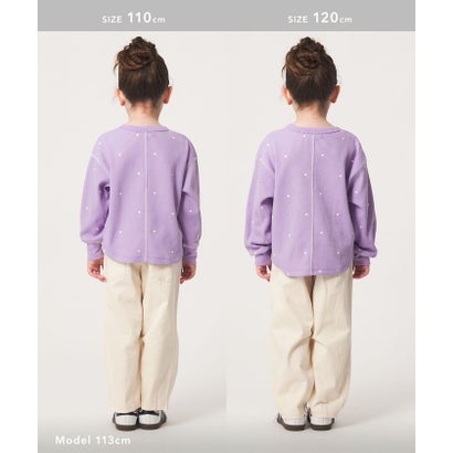 ハート ワッフル ロングスリーブ Tシャツ / キッズ 100cm-160cm （LILAC）｜詳細画像