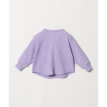 ハート ワッフル ロングスリーブ Tシャツ / キッズ 100cm-160cm （LILAC）｜詳細画像