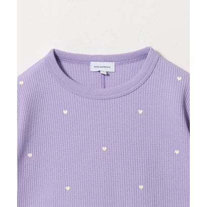 ハート ワッフル ロングスリーブ Tシャツ / キッズ 100cm-160cm （LILAC）｜詳細画像