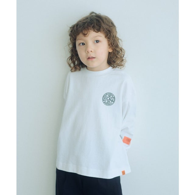 【別注】＜UNIVERSAL OVERALL＞グラフィック ロングスリーブ Tシャツ / キッズ 110cm-130cm （WHITE）