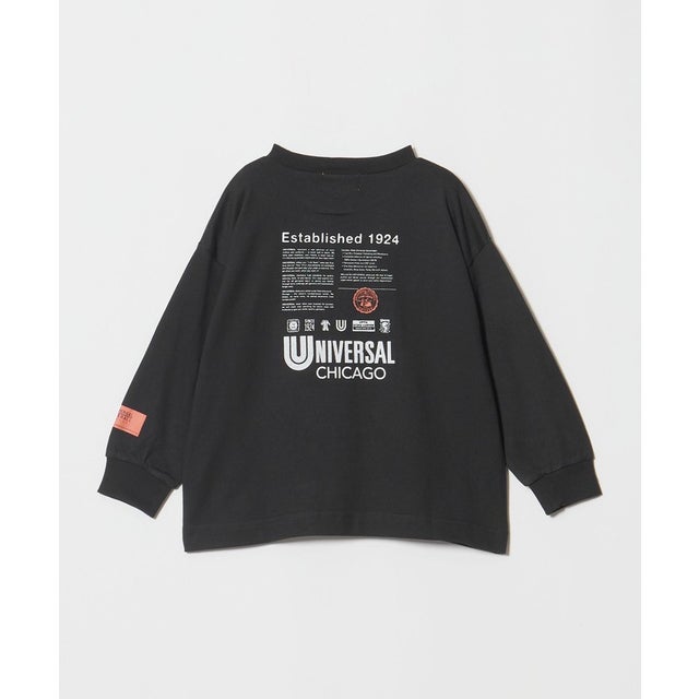 【別注】＜UNIVERSAL OVERALL＞グラフィック ロングスリーブ Tシャツ / キッズ 110cm-130cm （BLACK）