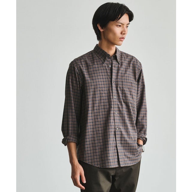 ナチュラルフィット ビエラチェック ボタンダウン 長袖 シャツ （NAVY）