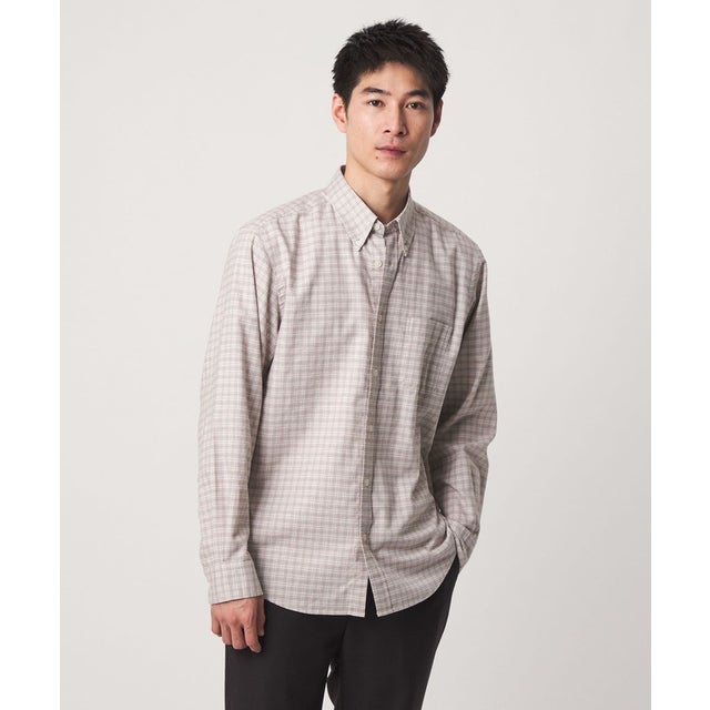 ナチュラルフィット ビエラチェック ボタンダウン 長袖 シャツ （WHITE）