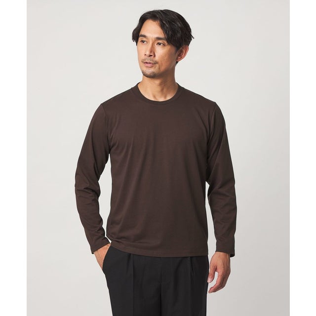 【WEB限定】JUST fit ジャケイン クルーネック 長袖 Tシャツ -吸水速乾・抗菌- （DK.BROWN）