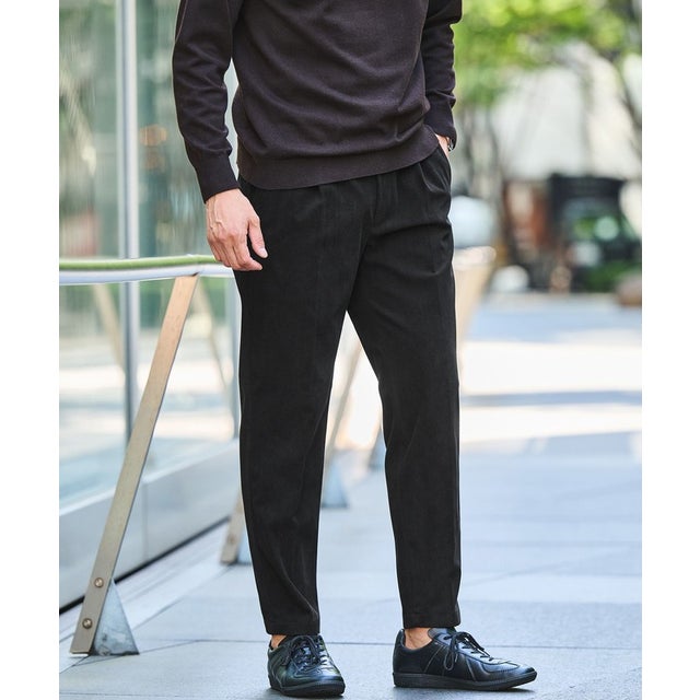 【WEB限定】JUST fit コーデュロイ 1プリーツ イージーパンツ （BLACK）
