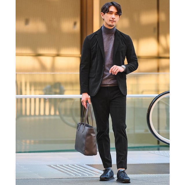【WEB限定】JUST fit コーデュロイ ナロー セットアップ ジャケット＆パンツ （BLACK）