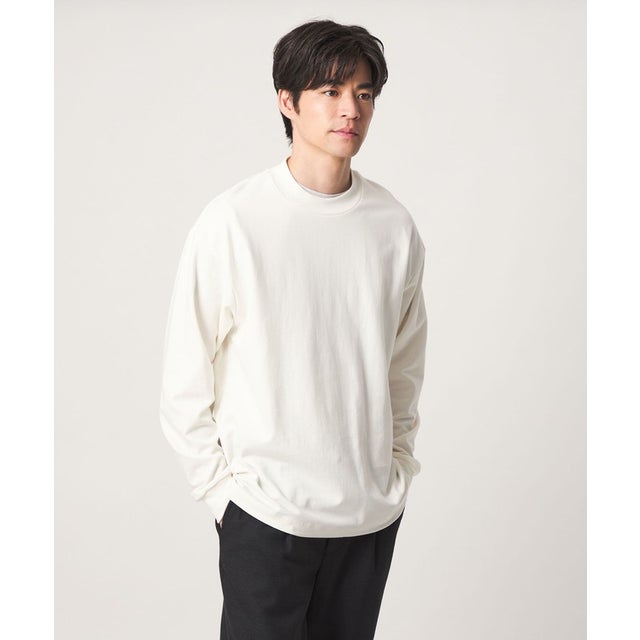 ハイゲージ モクロディ クルーネック 長袖 Tシャツ カットソー （WHITE）
