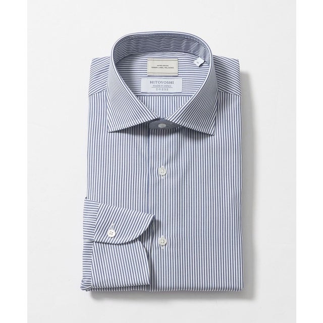 HITOYOSHI ロンドンストライプ セミワイド ドレスシャツ （COBALT）