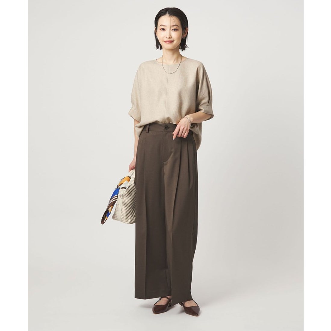 UNITED ARROWS green label relaxing リネンライク ブラウス マシン 