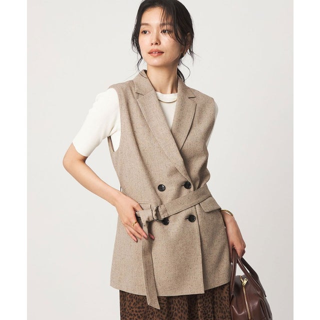 ネップツイル ベルト ジレ マシンウォッシャブル （BEIGE）