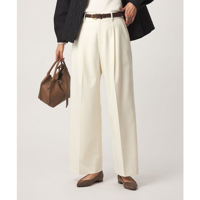 ［size SHORT/TALLあり］Daily Chic サキソニー ワイド パンツ （OFF WHITE）