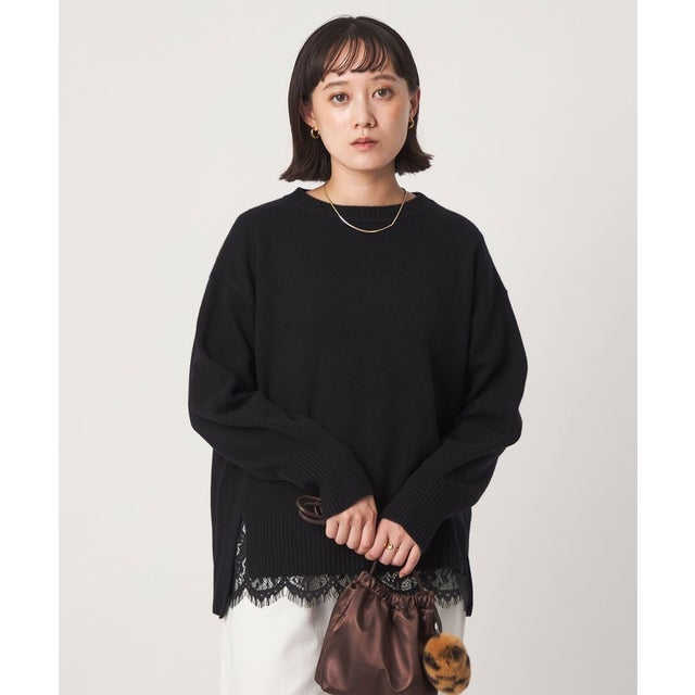 ［size SHORTあり］SERENITY クルーネック プルオーバー ニット （BLACK）