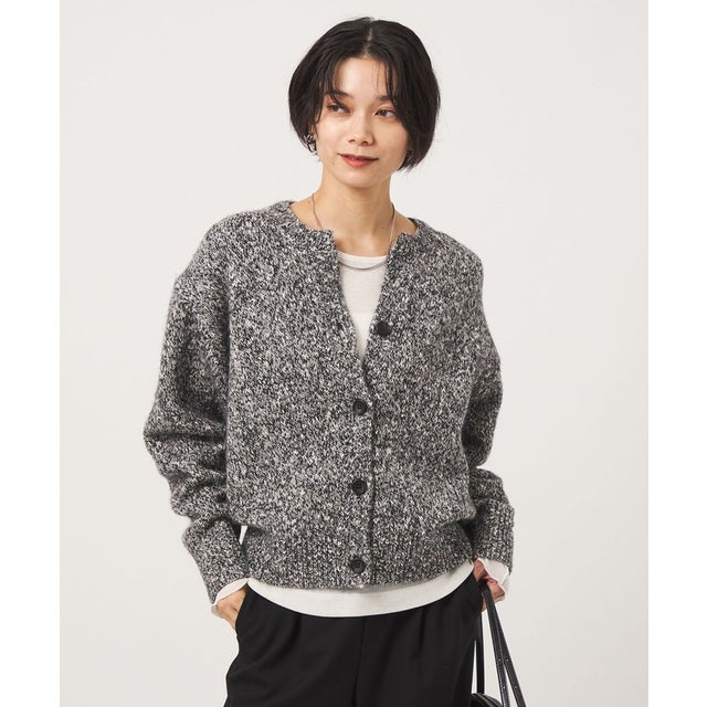 ミックスヤーン スキッパー カーディガン （BLACK）