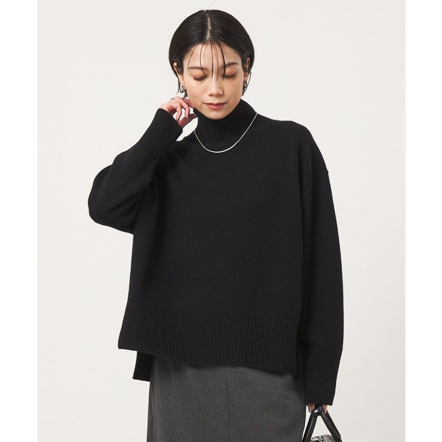 ［size SHORTあり］SERENITY ハイネック プルオーバー ニット （BLACK）