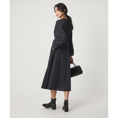 ベルト フレア ロングスリーブ ワンピース （NAVY）｜詳細画像